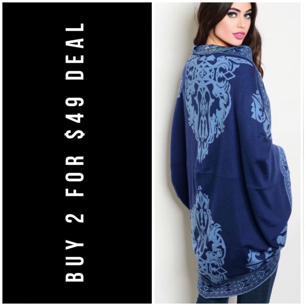 ❄️LAST1️⃣//BLUE TRIBAL INSPIRED DESIGN PONCHO
